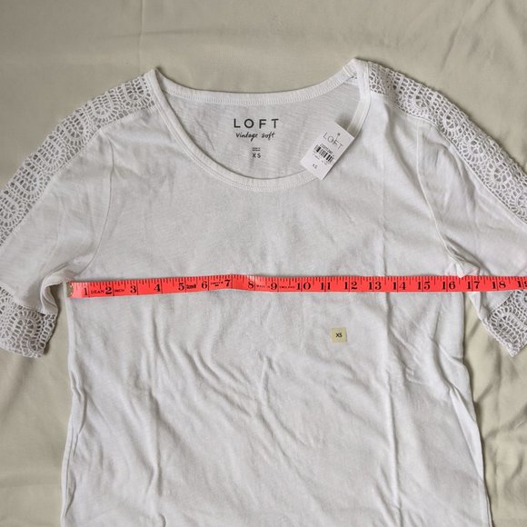 LOFT White Tee with Cotton Lace Details - Picture 8 of 10